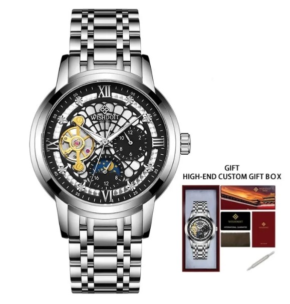 WISHDOIT 2026 New Casual Men's Automatic Mechanical Watch Luxury Stainless Steel Waterproof*10