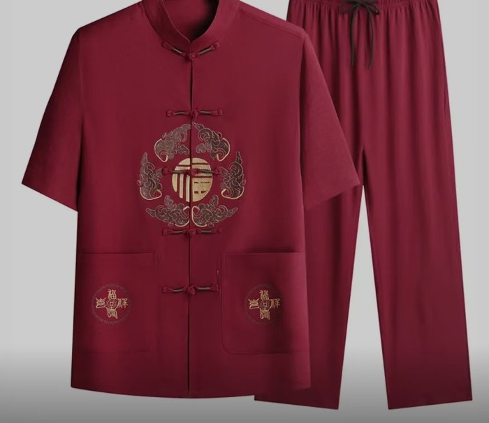 New Chinese-style silk men's clothing for summer, featuring high-end traditional Chinese style men's suits