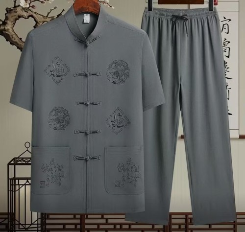New Chinese-style silk men's clothing for summer, featuring high-end traditional Chinese style men's suits