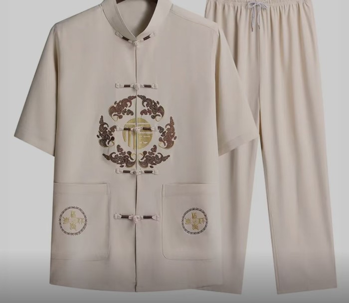 New Chinese-style silk men's clothing for summer, featuring high-end traditional Chinese style men's suits