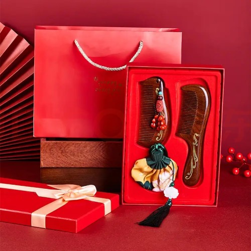 Flower Sandalwood Comb Gift Box Confession Present, Oriental Romance, Anti-Static Hair Care