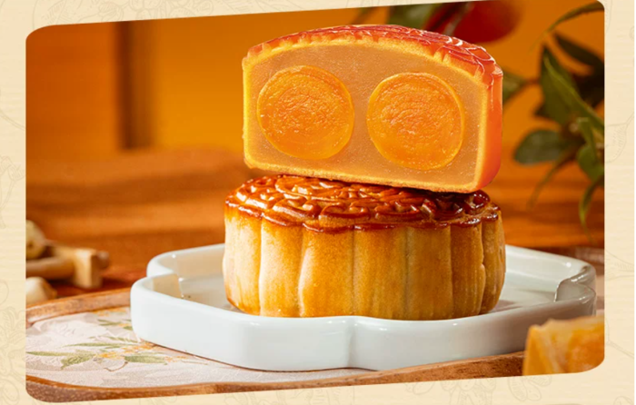 Double-good Double-Best Mooncake Gift Box - Featuring Two Egg Yolks and White Lotus Seed Paste - Suitable for giving as a gift during the Mid-Autumn Festival