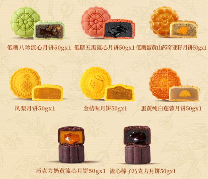 Moonlit Blossom Mooncake Gift Box - Egg Yolk, White Lotus Seed Paste, Melt-in-the-mouth filling - Mid-Autumn Festival