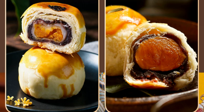 Mooncake Gift Box - Flowing Centerpiece Creamy Red Bean with Black Truffle (2026 New Design) - Ideal Gift for Mid-Autumn Festival, High-Quality