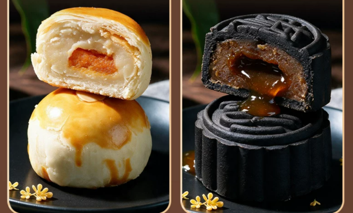 Mooncake Gift Box - Flowing Centerpiece Creamy Red Bean with Black Truffle (2026 New Design) - Ideal Gift for Mid-Autumn Festival, High-Quality