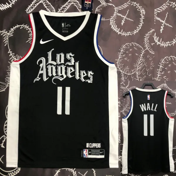 Clippers WALL #11 Black Top Quality Hot Pressing NBA Jersey