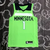 Timberwolves EDWARDS #1 Fluorescent Green Top Quality Hot Pressing NBA Jersey