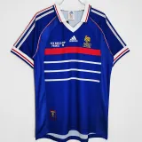 1998 ZIDANE #10 France Home Retro Soccer Jersey(右胸带小字)