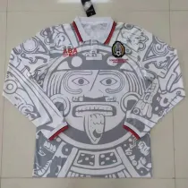 1998 Mexico Away White Long Sleeve Retro Soccer Jersey (长袖) 带小字