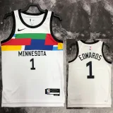 2022-23 TIMBERWOLVES EDWARDS #1 White City Edition Top Quality Hot Pressing NBA Jersey