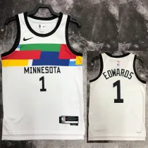 2022-23 TIMBERWOLVES EDWARDS #1 White City Edition Top Quality Hot Pressing NBA Jersey