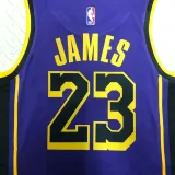2022-23 LAKERS JAMES #23 Purple Top Quality Hot Pressing NBA Jersey (Trapeze Edition)