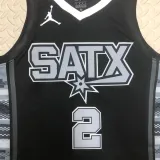 2022-23 SA Spurs LEONARD #2 Black Top Quality Hot Pressing NBA Jersey (Trapeze Edition)