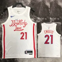 2022-23 76ERS EMBIID #21 White City Edition Top Quality Hot Pressing NBA Jersey