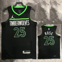 2022-23 TIMBERWOLVES ROSE #25 Black Top Quality Hot Pressing NBA Jersey (Trapeze Edition)