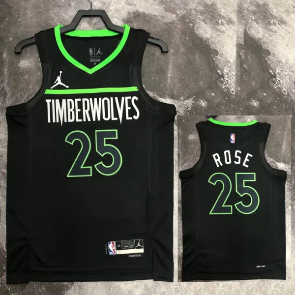 2022-23 TIMBERWOLVES ROSE #25 Black Top Quality Hot Pressing NBA Jersey (Trapeze Edition)