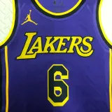 2022-23 LAKERS JAMES #6 Purple Top Quality Hot Pressing NBA Jersey (Trapeze Edition)