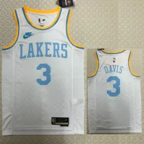 2022-23 LAKERS DAVIS #3 White Top Quality Hot Pressing NBA Jersey (Retro Logo)