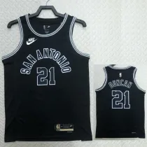 2022-23 SA Spurs DUNCAN #21 Black Top Quality Hot Pressing NBA Jersey (Retro Logo)
