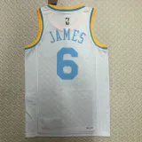 2022-23 LAKERS JAMES #6 White Top Quality Hot Pressing NBA Jersey (Retro Logo)