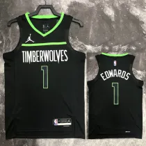2022-23 TIMBERWOLVES EDWARDS #1 Black Top Quality Hot Pressing NBA Jersey (Trapeze Edition)