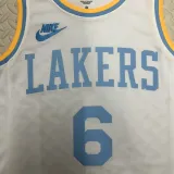 2022-23 LAKERS JAMES #6 White Top Quality Hot Pressing NBA Jersey (Retro Logo)