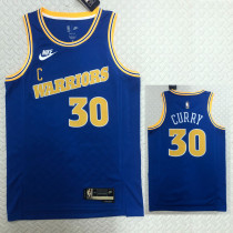 2022-23 WARRIORS CURRY #30 Blue Top Quality Hot Pressing NBA Jersey (Retro Logo)