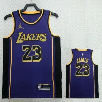 2022-23 LAKERS JAMES #23 Purple Top Quality Hot Pressing NBA Jersey (Trapeze Edition)