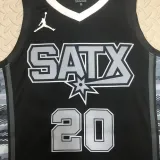 2022-23 SA Spurs GINOBILI #20 Black Top Quality Hot Pressing NBA Jersey (Trapeze Edition)