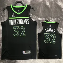 2022-23 TIMBERWOLVES TOWNS #32 Black Top Quality Hot Pressing NBA Jersey (Trapeze Edition)