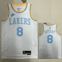 2022-23 LAKERS BRYANT #8 White Top Quality Hot Pressing NBA Jersey (Retro Logo)