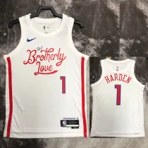 2022-23 76ERS HARDEN #1 White City Edition Top Quality Hot Pressing NBA Jersey