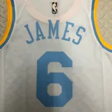 2022-23 LAKERS JAMES #6 White Top Quality Hot Pressing NBA Jersey (Retro Logo)