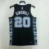 2022-23 SA Spurs GINOBILI #20 Black Top Quality Hot Pressing NBA Jersey (Trapeze Edition)