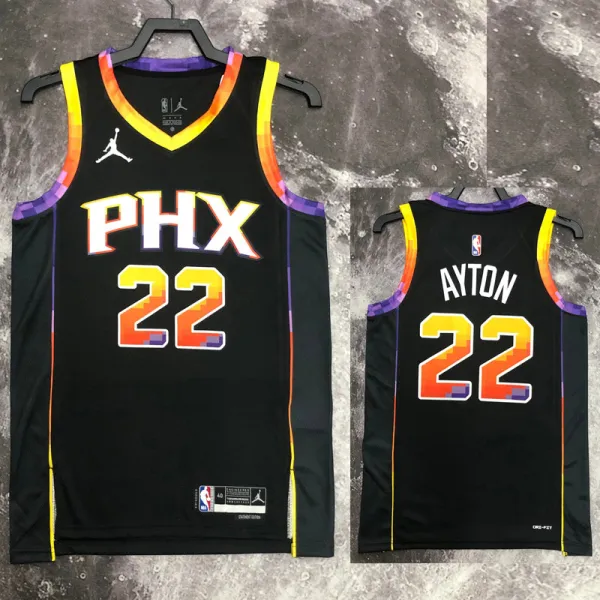 2022-23 SUNS AYTON #22 Black Top Quality Hot Pressing NBA Jersey (Trapeze Edition)