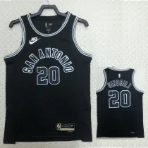 2022-23 SA Spurs GINOBILI #20 Black Top Quality Hot Pressing NBA Jersey (Retro Logo)