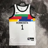 2022-23 TIMBERWOLVES EDWARDS #1 White City Edition Top Quality Hot Pressing NBA Jersey