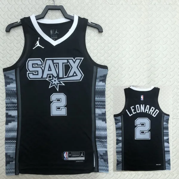 2022-23 SA Spurs LEONARD #2 Black Top Quality Hot Pressing NBA Jersey (Trapeze Edition)