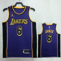 2022-23 LAKERS JAMES #6 Purple Top Quality Hot Pressing NBA Jersey (Trapeze Edition)