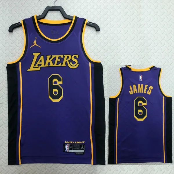 2022-23 LAKERS JAMES #6 Purple Top Quality Hot Pressing NBA Jersey (Trapeze Edition)