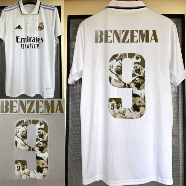 2022-23 BENZEMA #9 Golden Ball RMA Home Fans Soccer Jersey