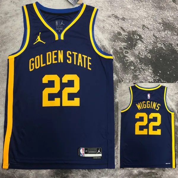 2022-23 WARRIORS WIGGINS #22 Dark blue Top Quality Hot Pressing NBA Jersey (Trapeze Edition)