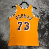 1999 LAKERS RODMAN #73 Yellow Retro Top Quality Hot Pressing NBA Jersey(圆领)