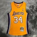 2000 LAKERS O‘NEAL #34 Yellow Retro Top Quality Hot Pressing NBA Jersey(V领)