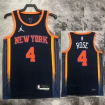 2022-23 KNICKS ROSE #4 Black Top Quality Hot Pressing NBA Jersey (Trapeze Edition) 飞人版