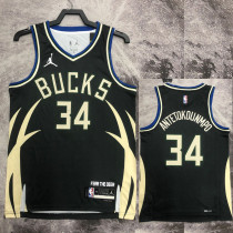2022-23 BUCKS ANTETOKOUNMPO #34 Black Top Quality Hot Pressing NBA Jersey (Trapeze Edition)