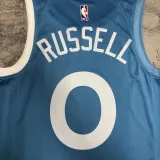 2019-20 Timberwolves RUSSELL #0 Sky Blue Retro Top Quality Hot Pressing NBA Jersey