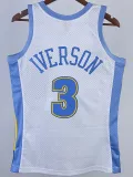 2003-04 Nuggets IVERSON #3 White Retro Top Quality Hot Pressing NBA Jersey