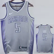 2022-23 Kings FOX #5 Grey City Edition Top Quality Hot Pressing NBA Jersey