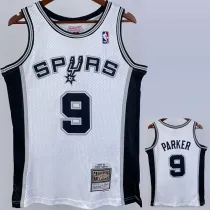 2002-03 SA Spurs PARKER #9 White Retro Top Quality Hot Pressing NBA Jersey